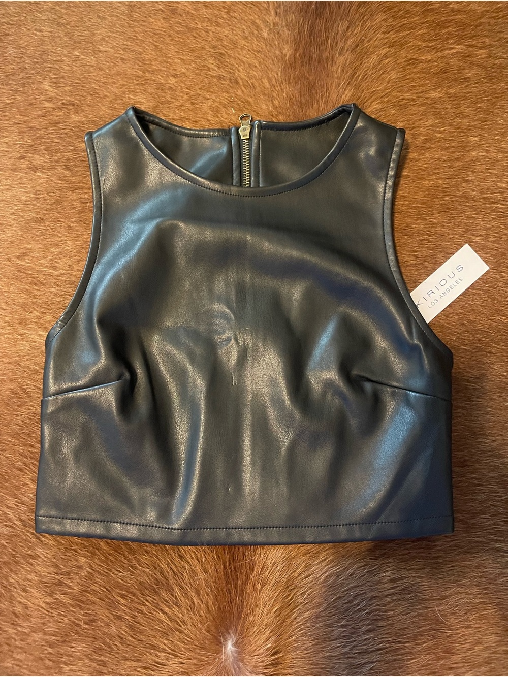 Faux Leather Black Crop Tank - Mysterious Los Angeles